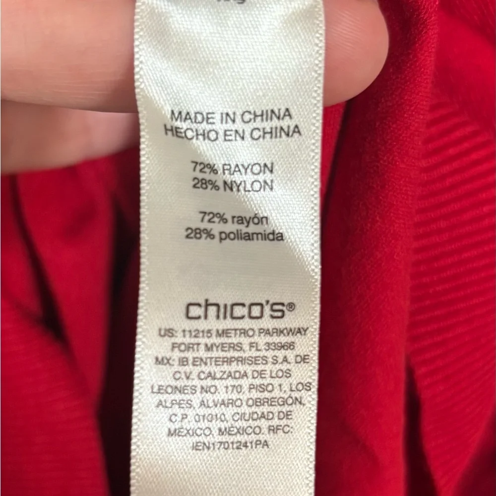 Chico’s Red Embellished Sleeve Sweater Size 2 (L) Long Sleeve Pullover NWT - Picture 9 of 9